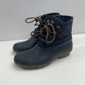 Girls Sperry Saltwater Core Black Rubber Boots [STS94063] Size 3